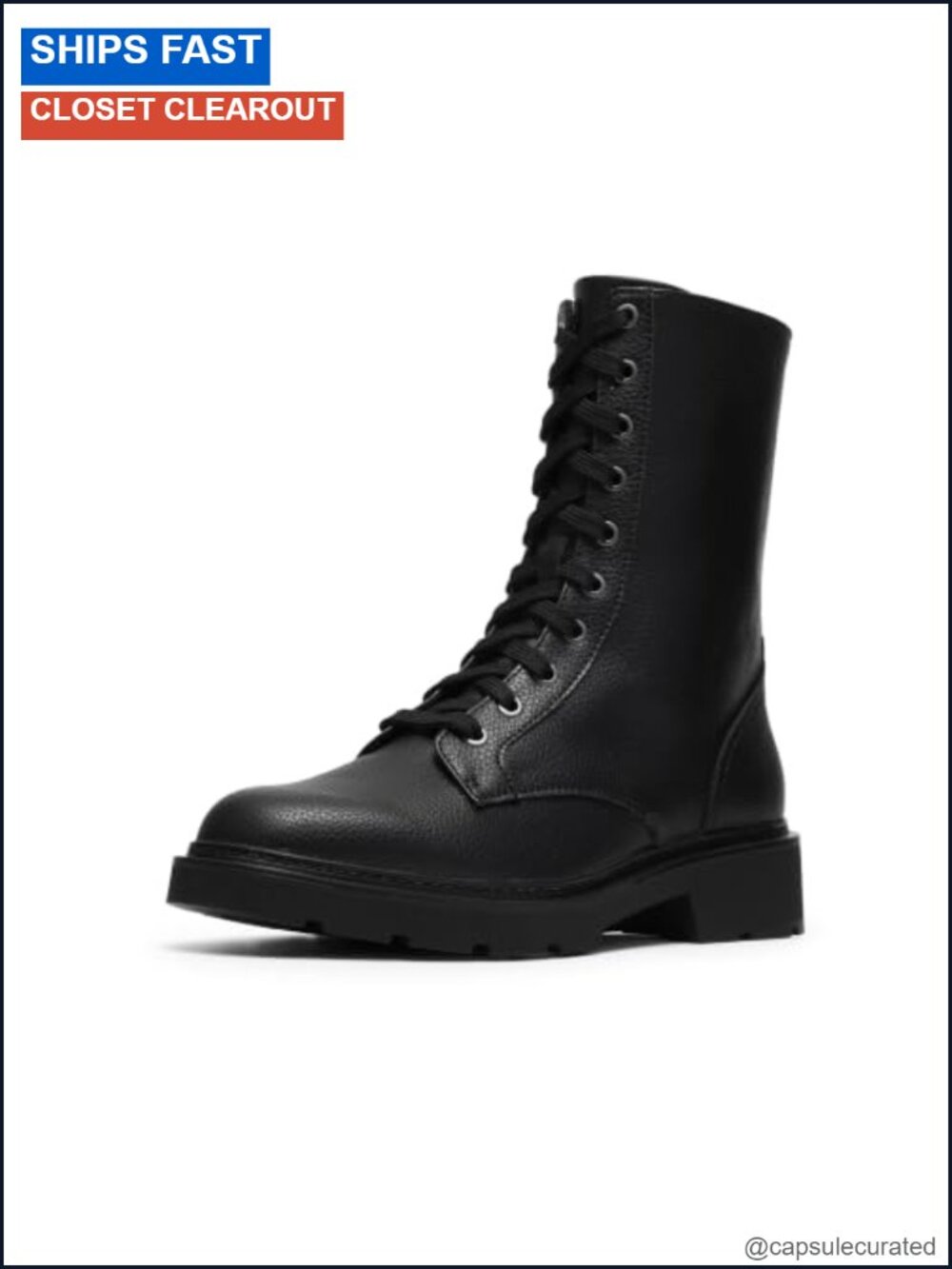 Lace-Up Ankle Boots Mid-Calf Faux Leather Side Zip Comfort Cushion